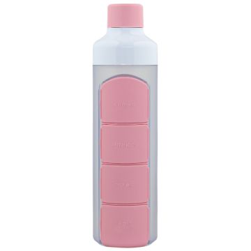 Waterfles met pillendoos Roze