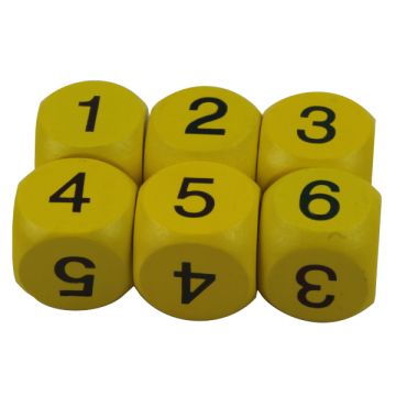 Dobbelstenen met grote cijfers (per 6 stuks)