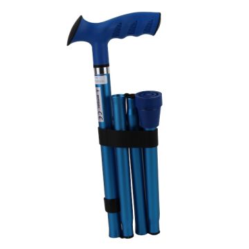 Wandelstok opvouwbaar blauw TPR handgreep Aluminium 82-92cm